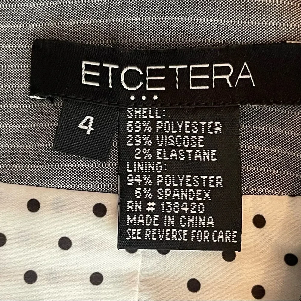 Anthropologie Etcetera Gray White Pinstriped Academia Blazer Jacket Size 4